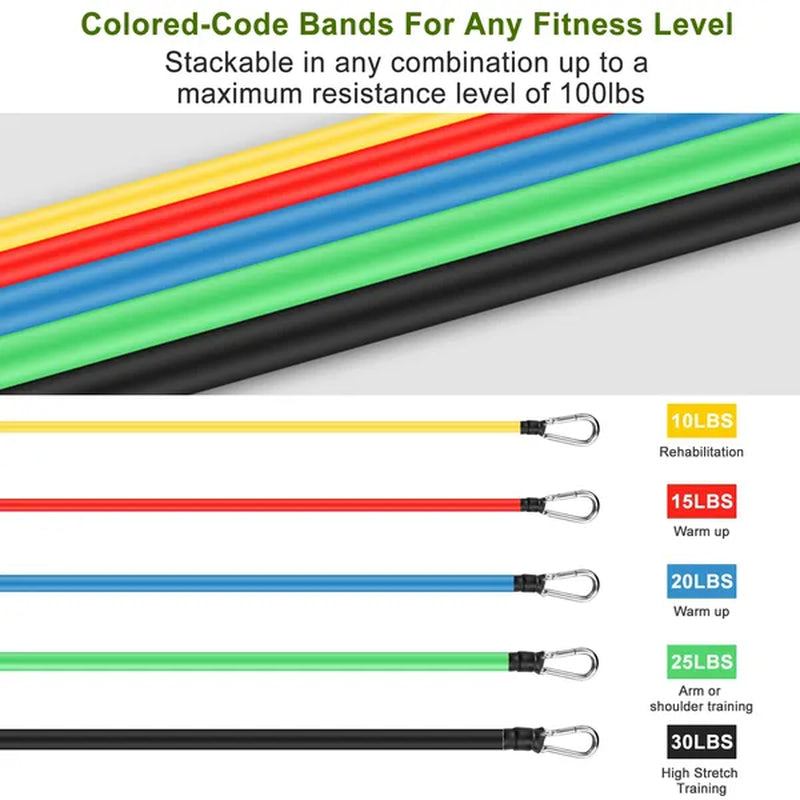 11Pcs Resistance Bands Set Fitness Workout 