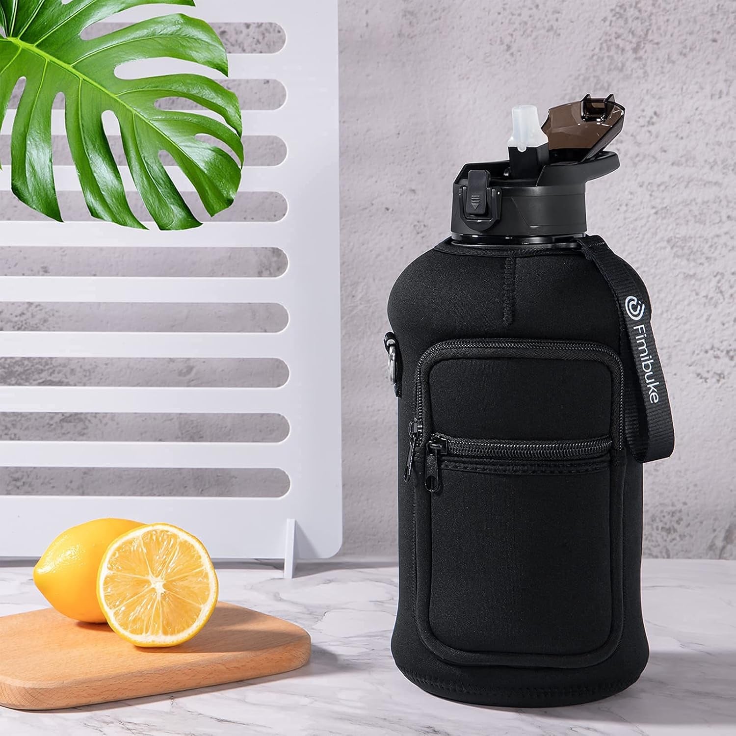 Half Gallon Water Bottle with Handle & Straw Leakproof