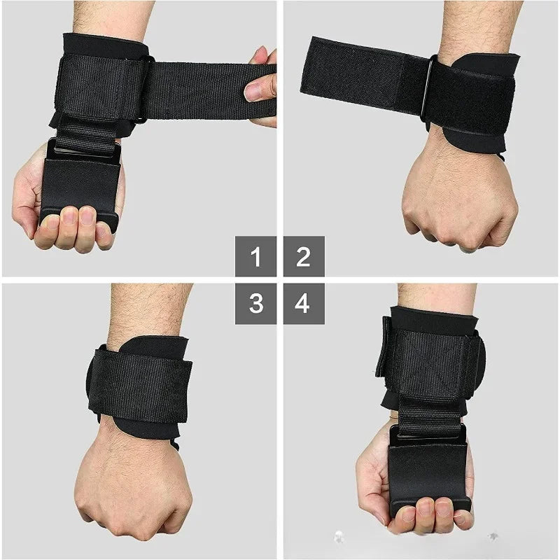 Weight Lifting Hooks Pair Hand Grip Support