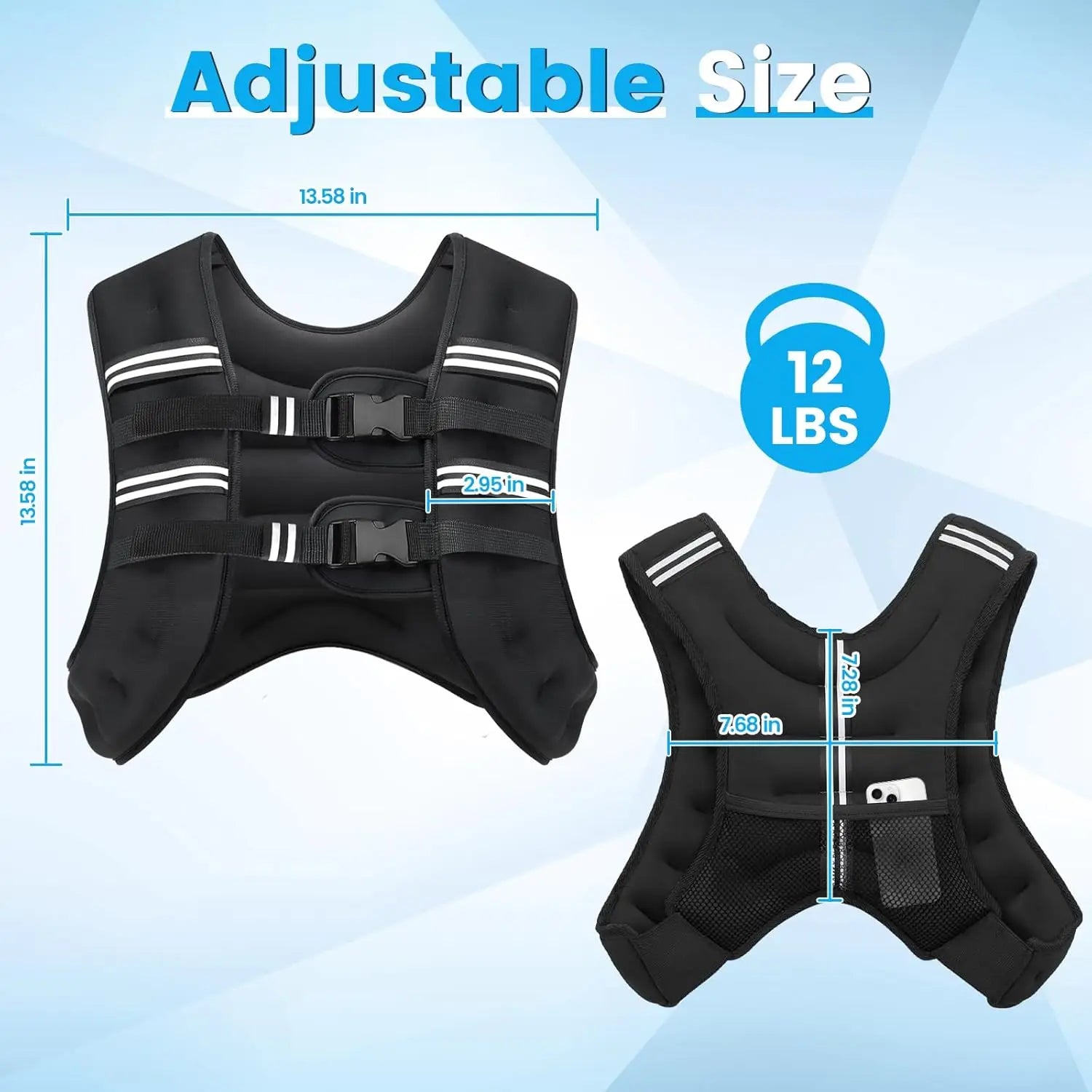 Adjustable Weighted Vest With Reflective Stripe