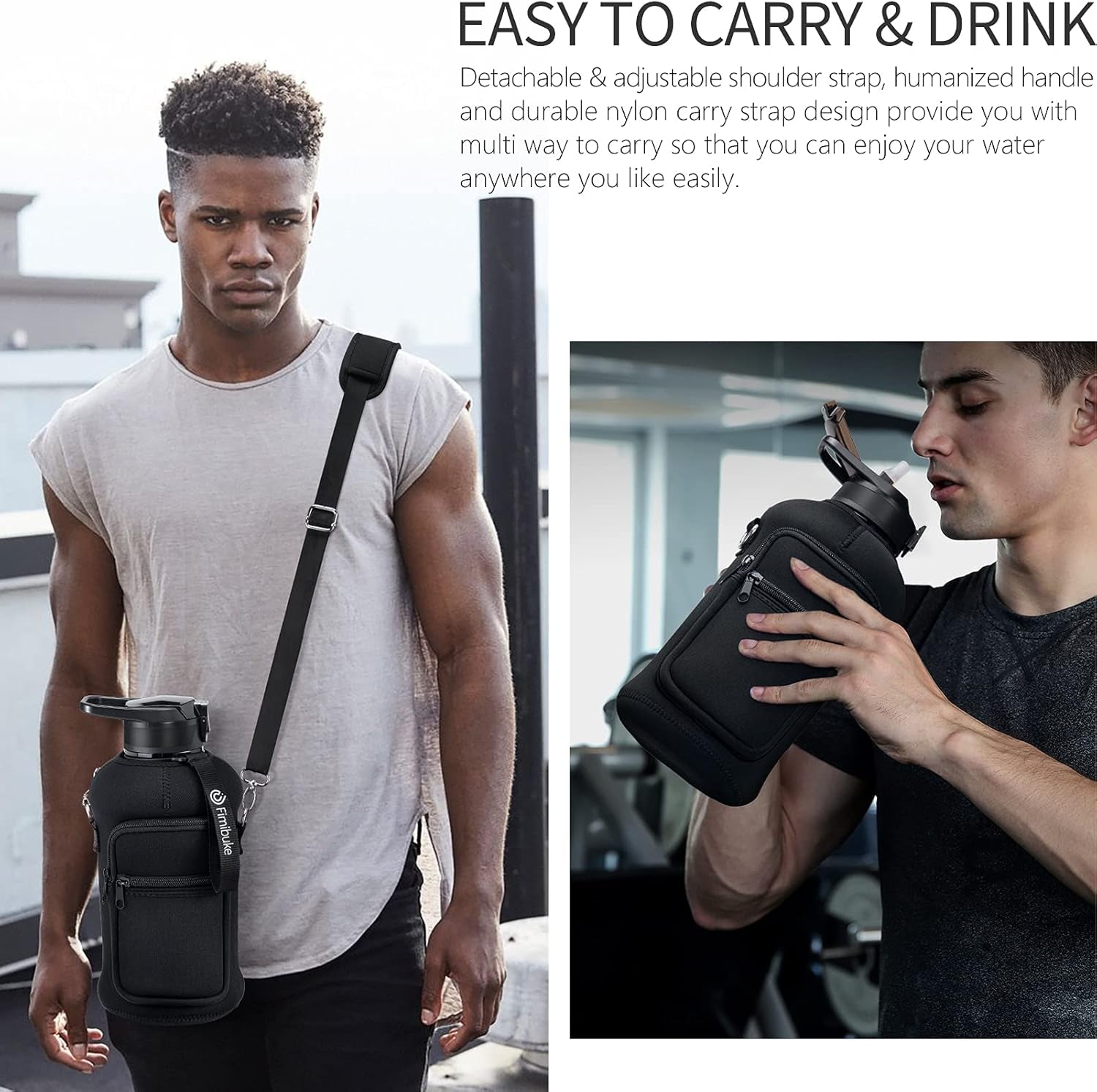 Half Gallon Water Bottle with Handle & Straw Leakproof