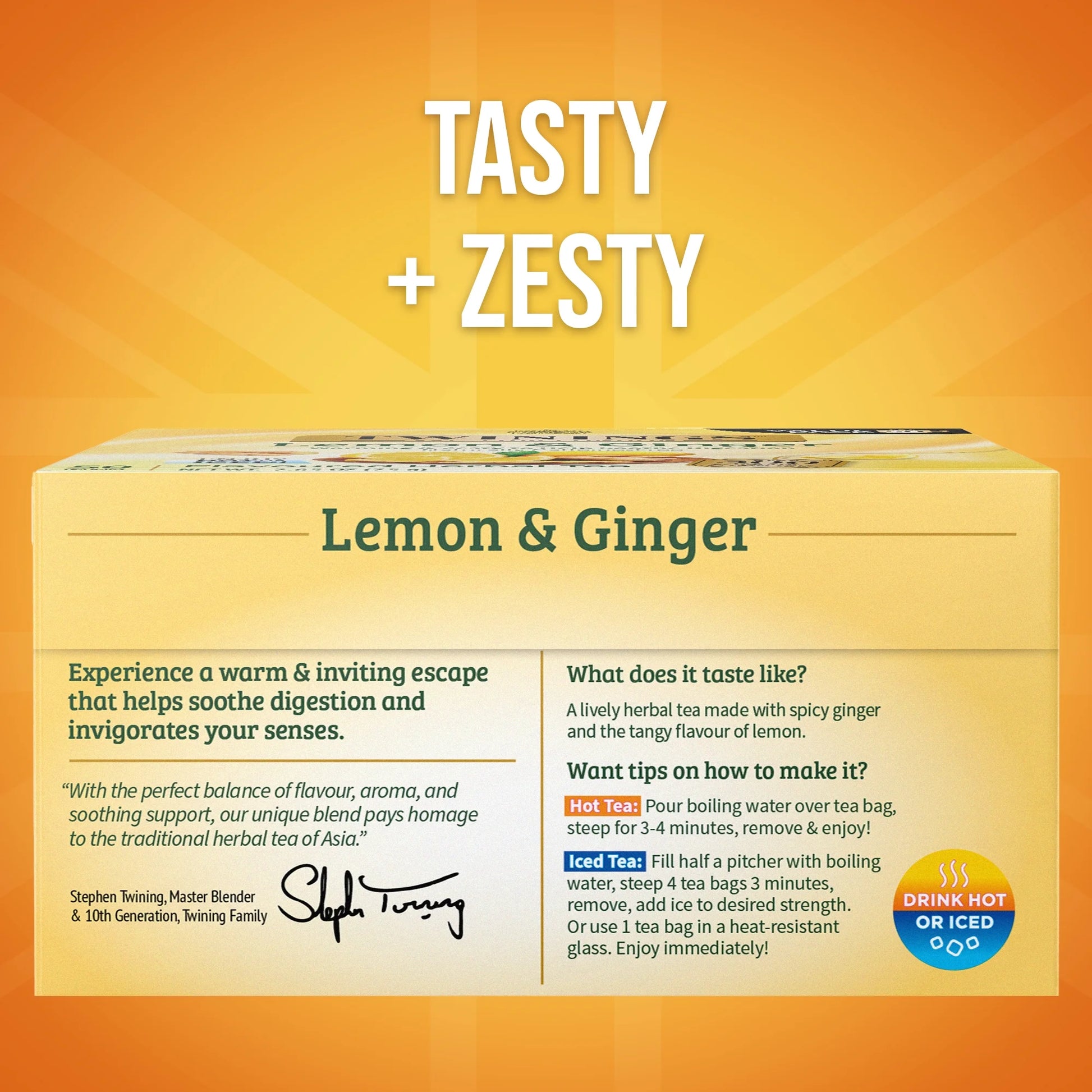 Lemon & Ginger Herbal Tea Bags 50 Count Box