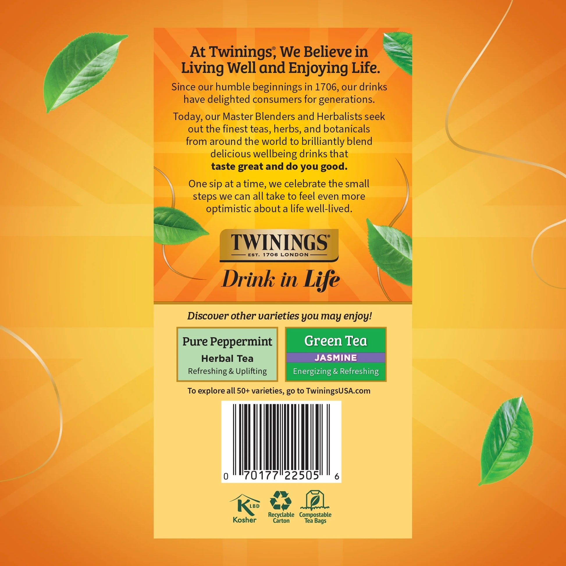 Lemon & Ginger Herbal Tea Bags 50 Count Box