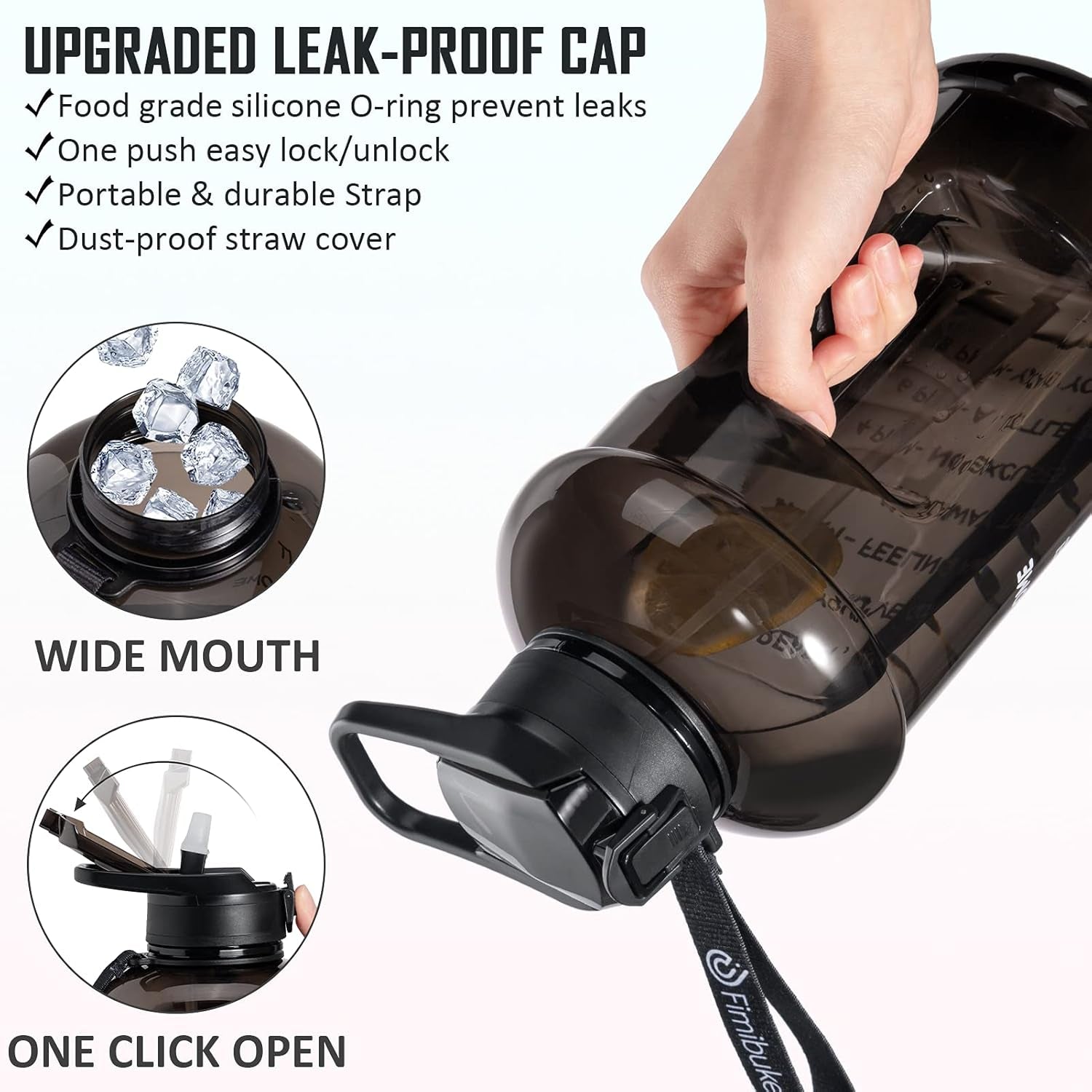Half Gallon Water Bottle with Handle & Straw Leakproof