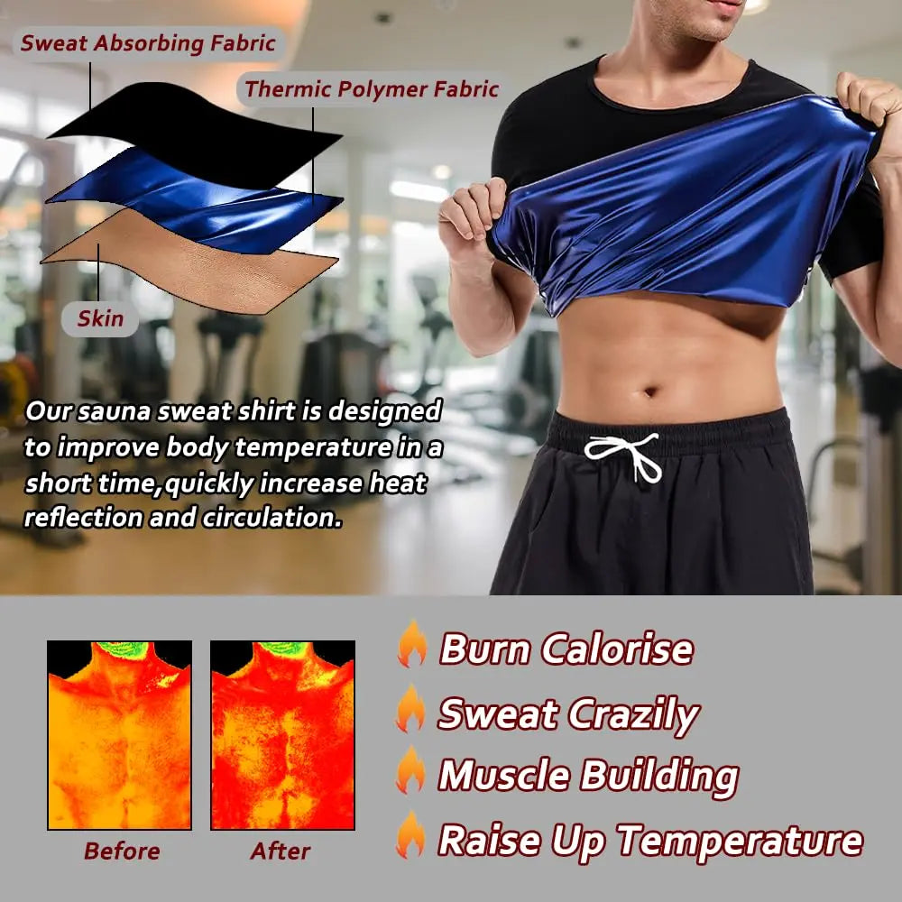 Men's Sauna Suit T-Shirt For Fitness Gym Exercise