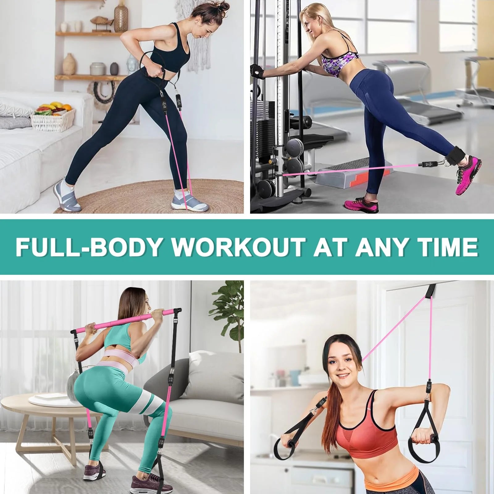 Pilates Bar Kit for Exercise and Fitness for Men & Women