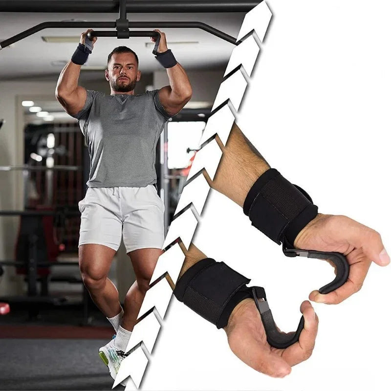 Weight Lifting Hooks Pair Hand Grip Support