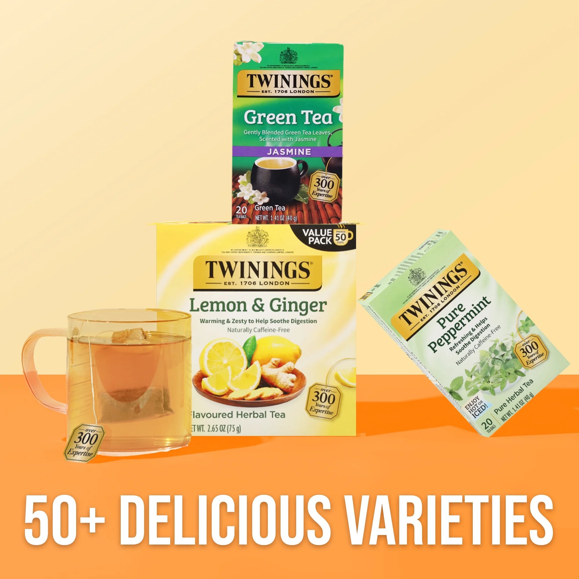 Lemon & Ginger Herbal Tea Bags 50 Count Box