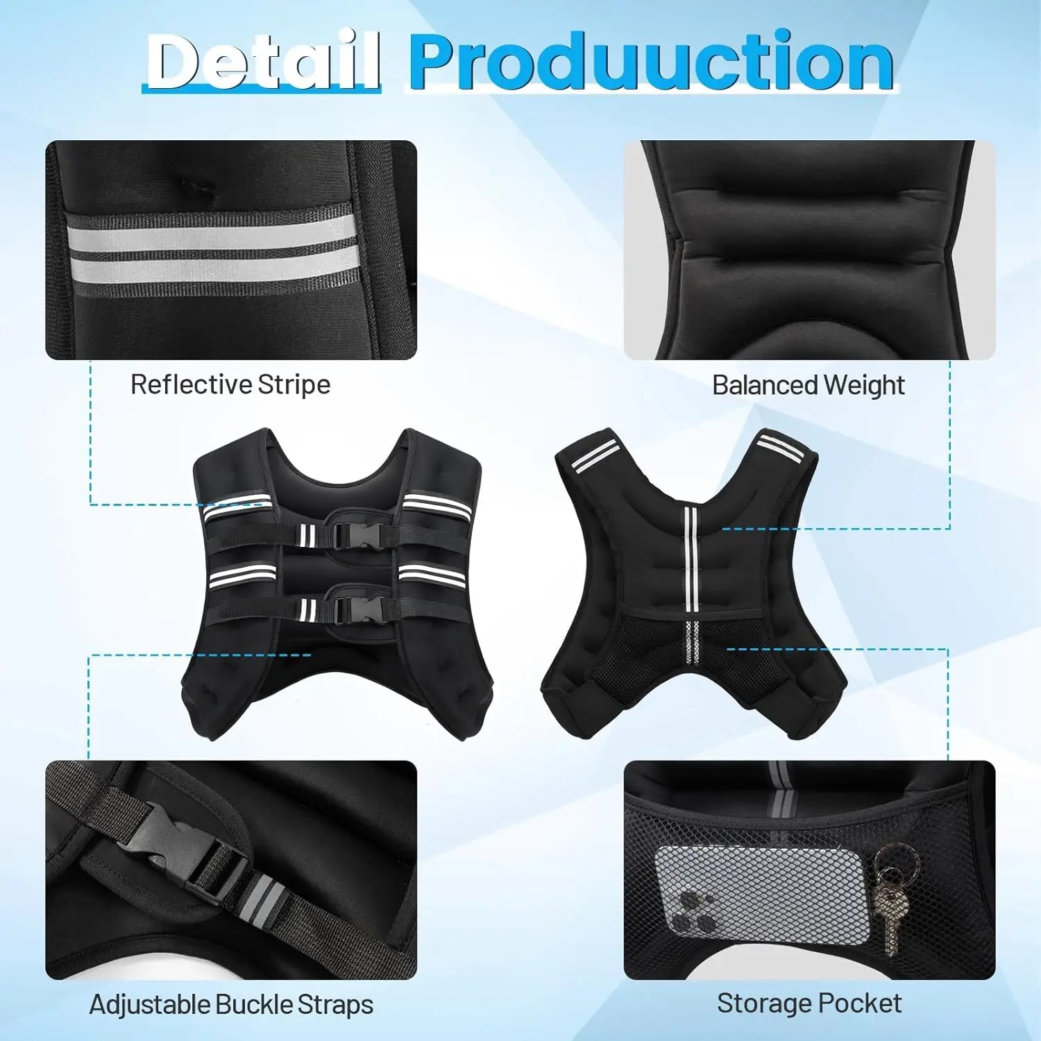 Adjustable Weighted Vest With Reflective Stripe