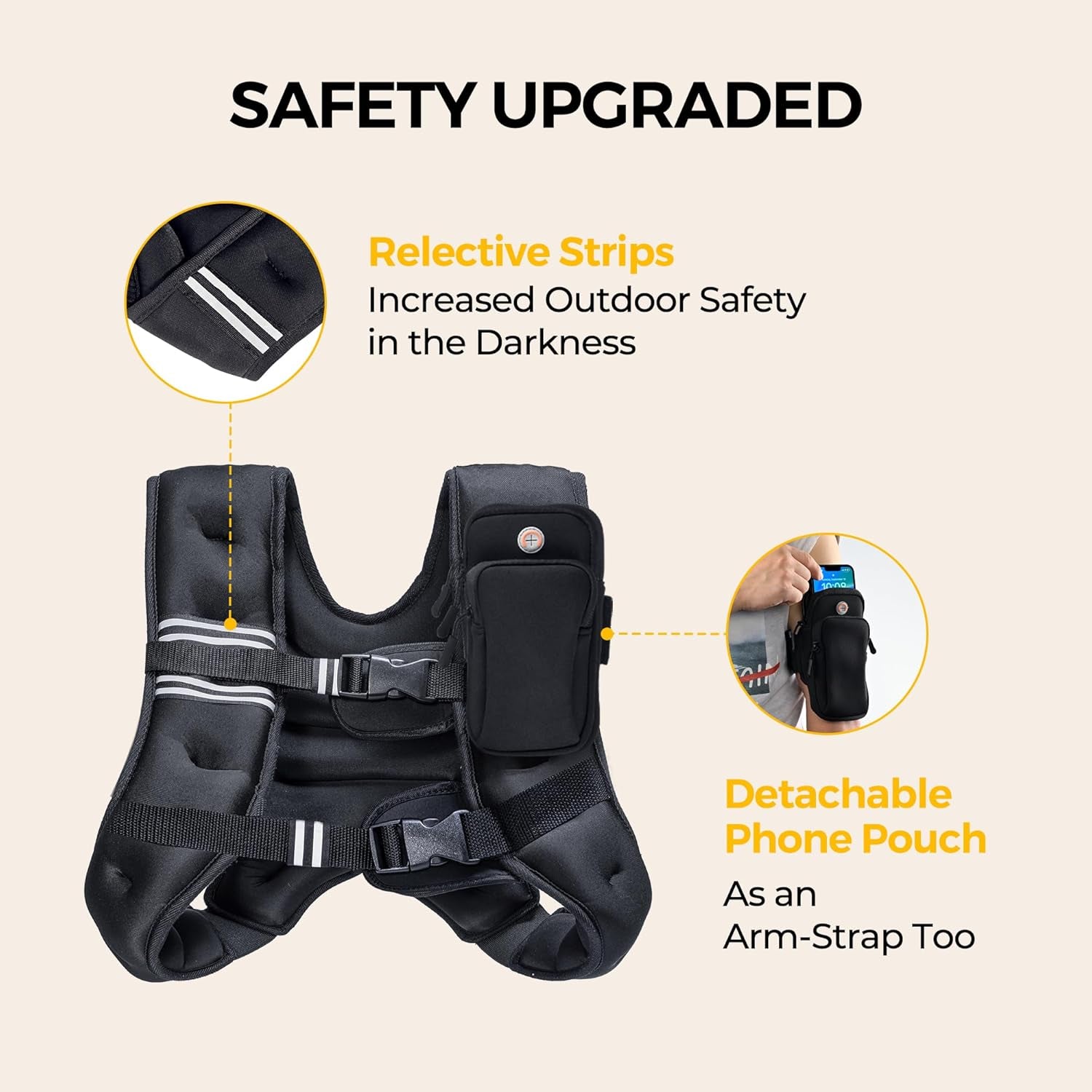 Weight Vest with Reflective Stripe For Workout