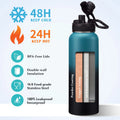 40Oz Insulated Water Bottle with Straw 