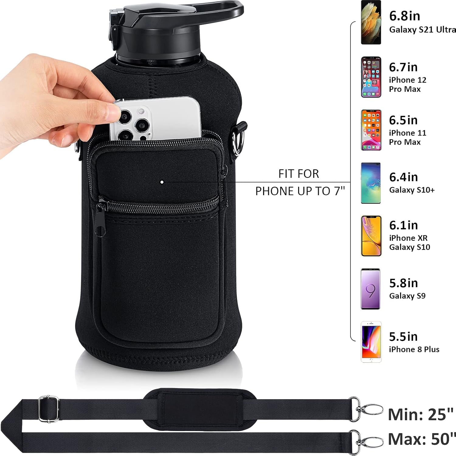 Half Gallon Water Bottle with Handle & Straw Leakproof
