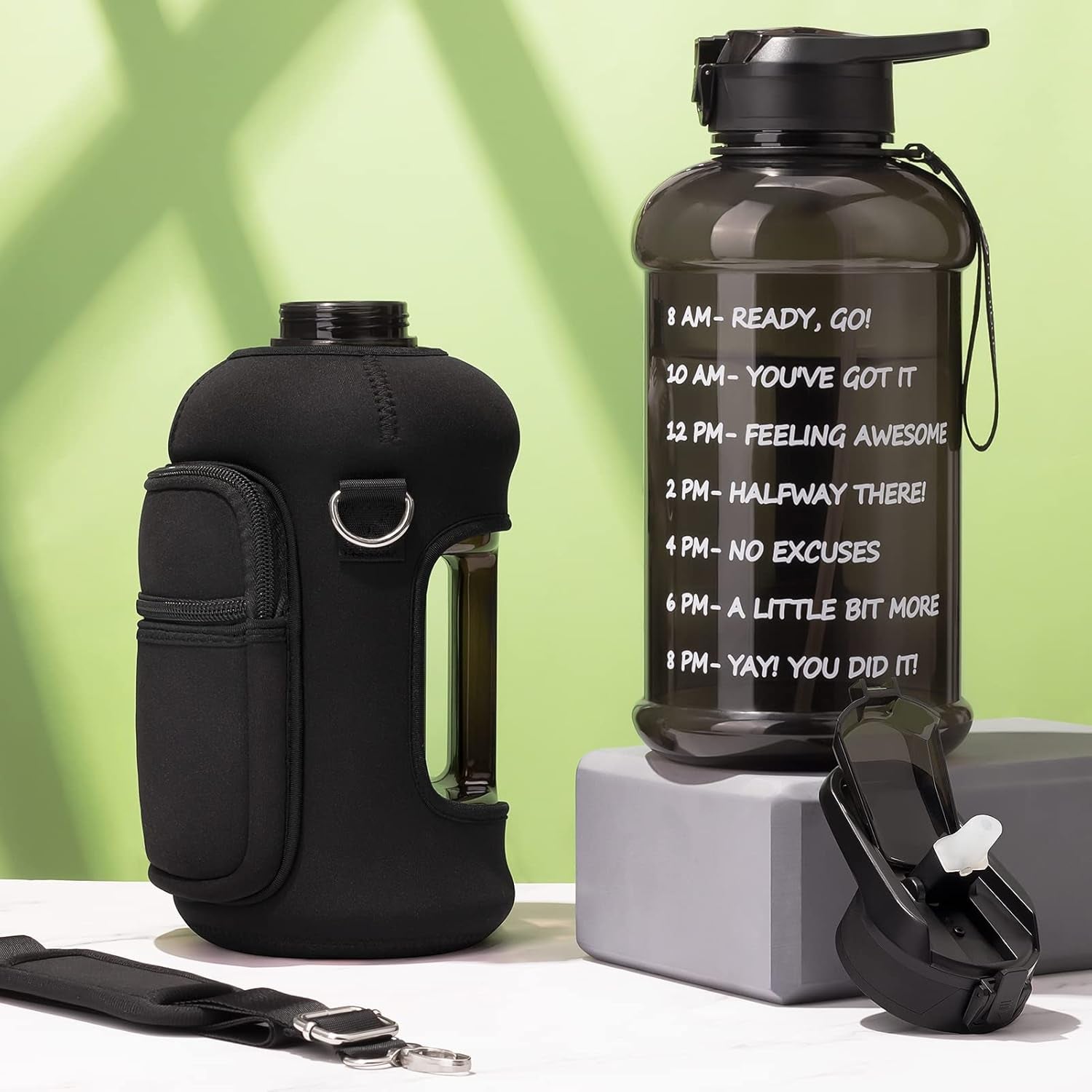 Half Gallon Water Bottle with Handle & Straw Leakproof